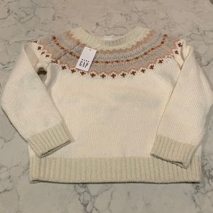 Baby GAP, 3T, off white/cream with pink/rose accent, long sleeve sweater